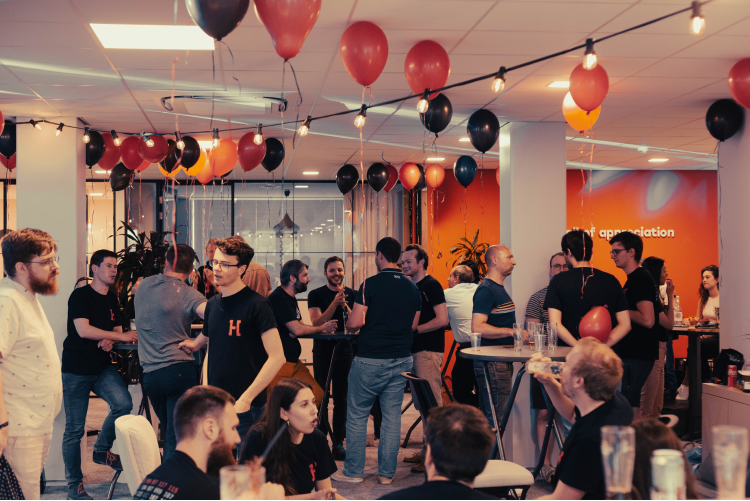 Picture of the Hadrian office party celebrating our 1 year anniversary.