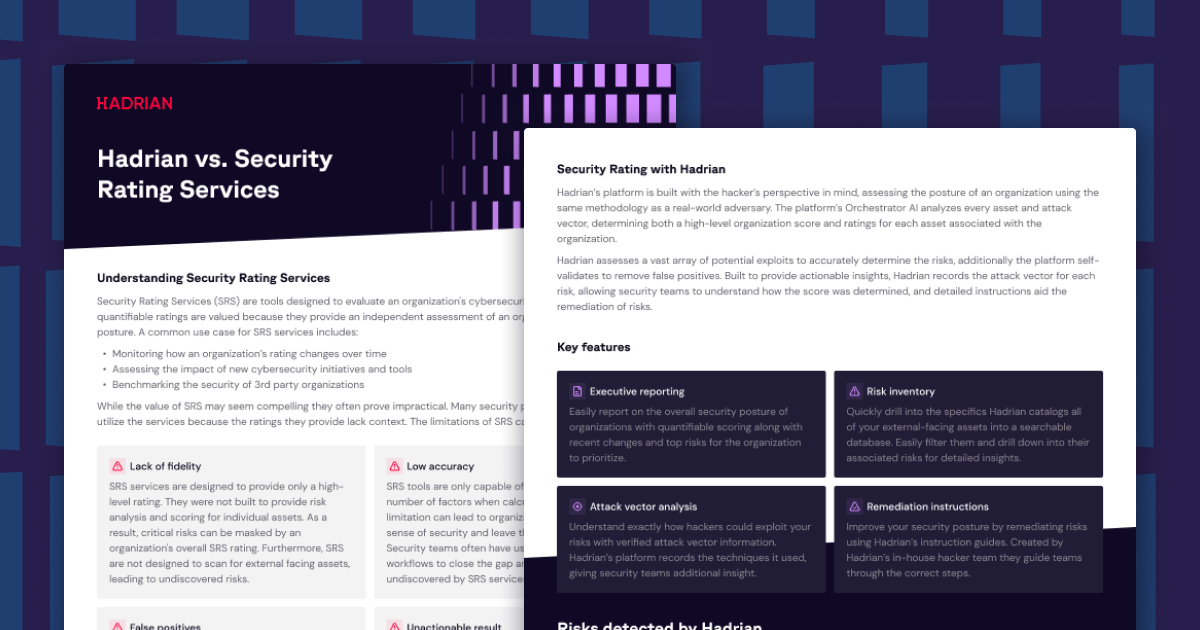 Hadrian vs Security Rating Services | Hadrian